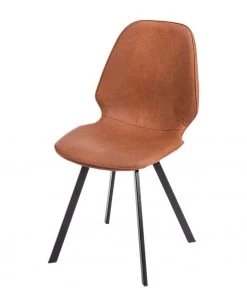 Norrwood Esszimmerstuhl Galway - Kunstleder / Edelstahl - Cognac / Schwarz