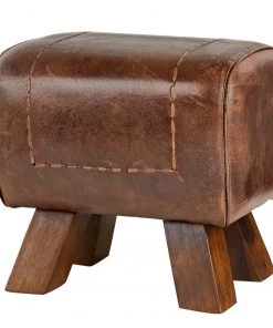 Norrwood Hocker Braydon - Echtleder / Sheesham massiv - Vintage Braun / Sheesham