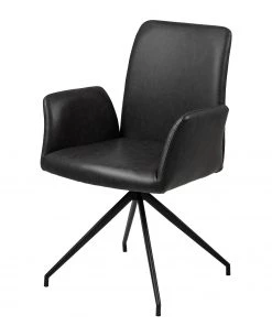 Loftscape Armlehnenstuhl Mailly II - Kunstleder / Eisen - Schwarz