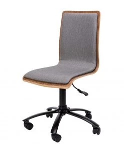 Loftscape Bürodrehstuhl Morez - Mischgewebe / Walnuss Furnier / Eisen - Grau / Walnuss / Schwarz