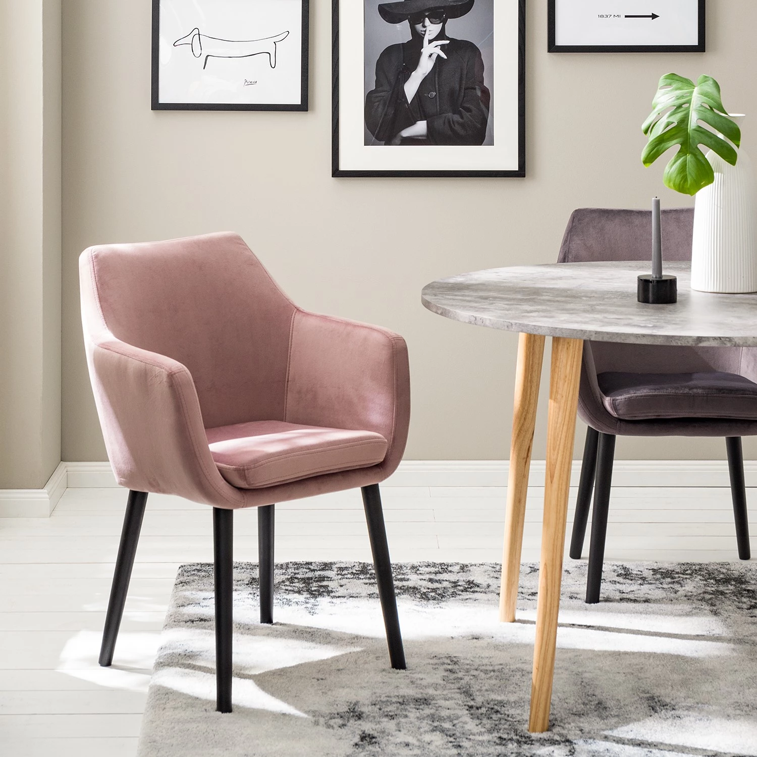 Mørteens Armlehnenstuhl Nicholas V - Samt Kemi: Altrosa - 2er Set 2 Mørteens Armlehnenstuhl Nicholas V - Samt Kemi: Altrosa - 2er Set – Bild 2