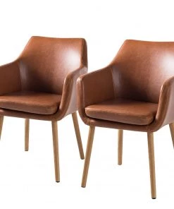 Mørteens Armlehnenstuhl Nicholas XXL - Kunstleder Aken: Vintage Cognac - 2er Set
