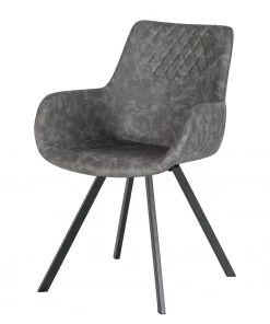 Ars manufacti Armlehnenstuhl Cielo - Kunstleder / Stahl - Vintage Grau / Schwarz