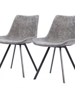 Ars manufacti Esszimmerstuhl Cielo (2er-Set) - Kunstleder / Stahl - Vintage Grau / Schwarz