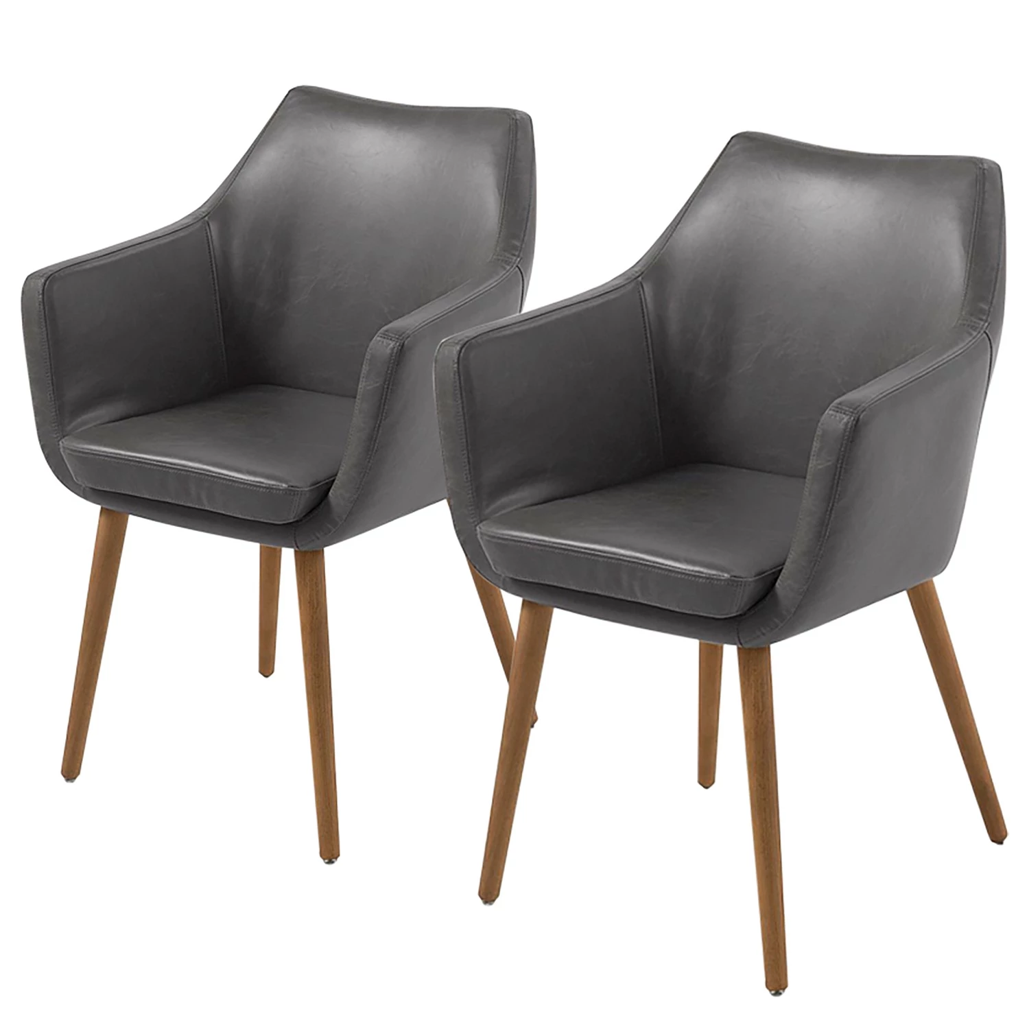 Mørteens Armlehnenstuhl Nicholas - Kunstleder Aken: Vintage Hellgrau - 2er Set 1 Mørteens Armlehnenstuhl Nicholas - Kunstleder Aken: Vintage Hellgrau - 2er Set