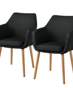 Mørteens Armlehnenstuhl Nicholas - Webstoff Cors: Anthrazit - 2er Set