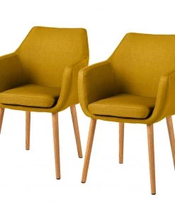 Mørteens Armlehnenstuhl Nicholas - Webstoff Cors: Currygelb - 2er Set