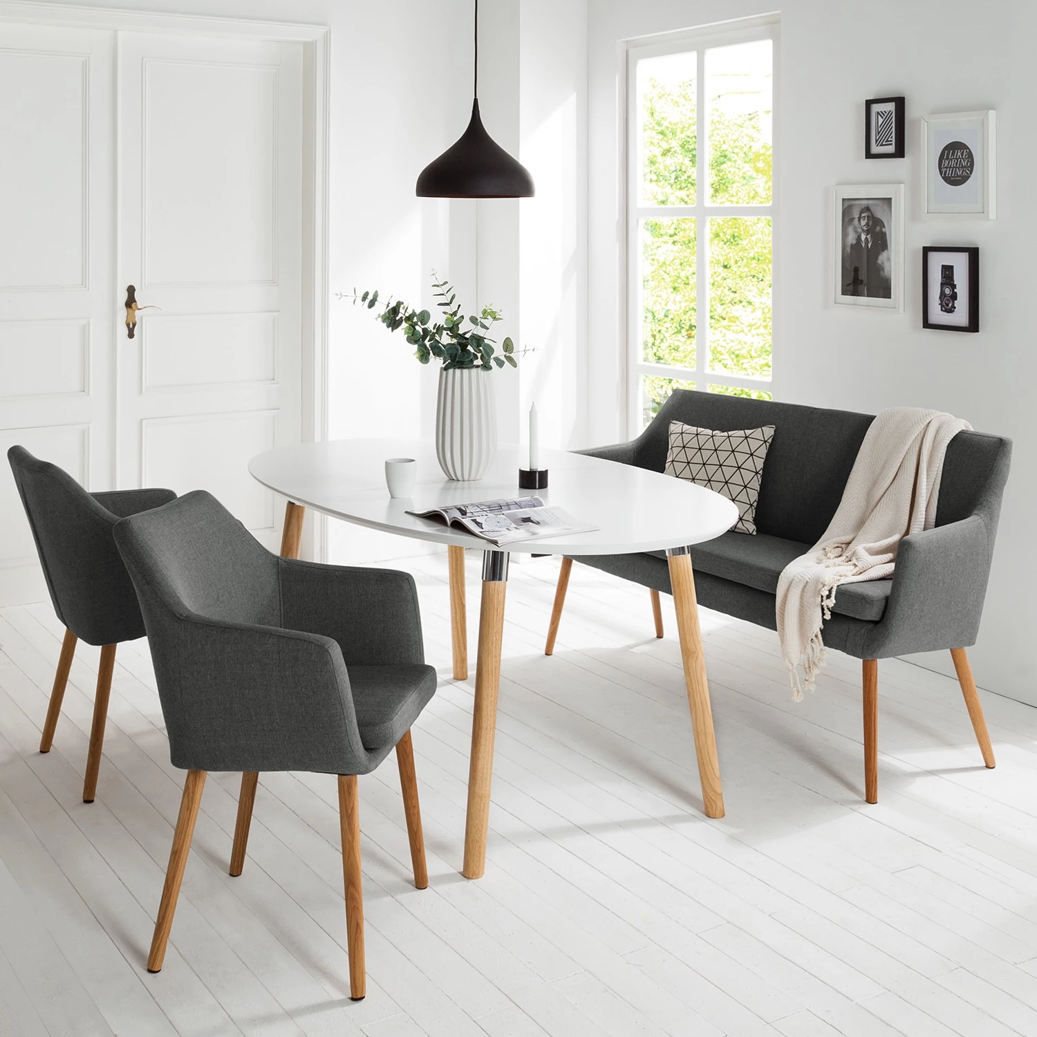 Mørteens Armlehnenstuhl Nicholas - Webstoff Cors: Dunkelgrau - 2er Set 2 Mørteens Armlehnenstuhl Nicholas - Webstoff Cors: Dunkelgrau - 2er Set – Bild 2