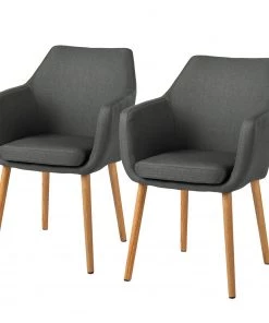 Mørteens Armlehnenstuhl Nicholas - Webstoff Cors: Dunkelgrau - 2er Set