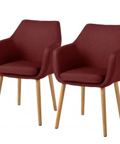 Mørteens Armlehnenstuhl Nicholas - Webstoff Cors: Dunkelrot - 2er Set