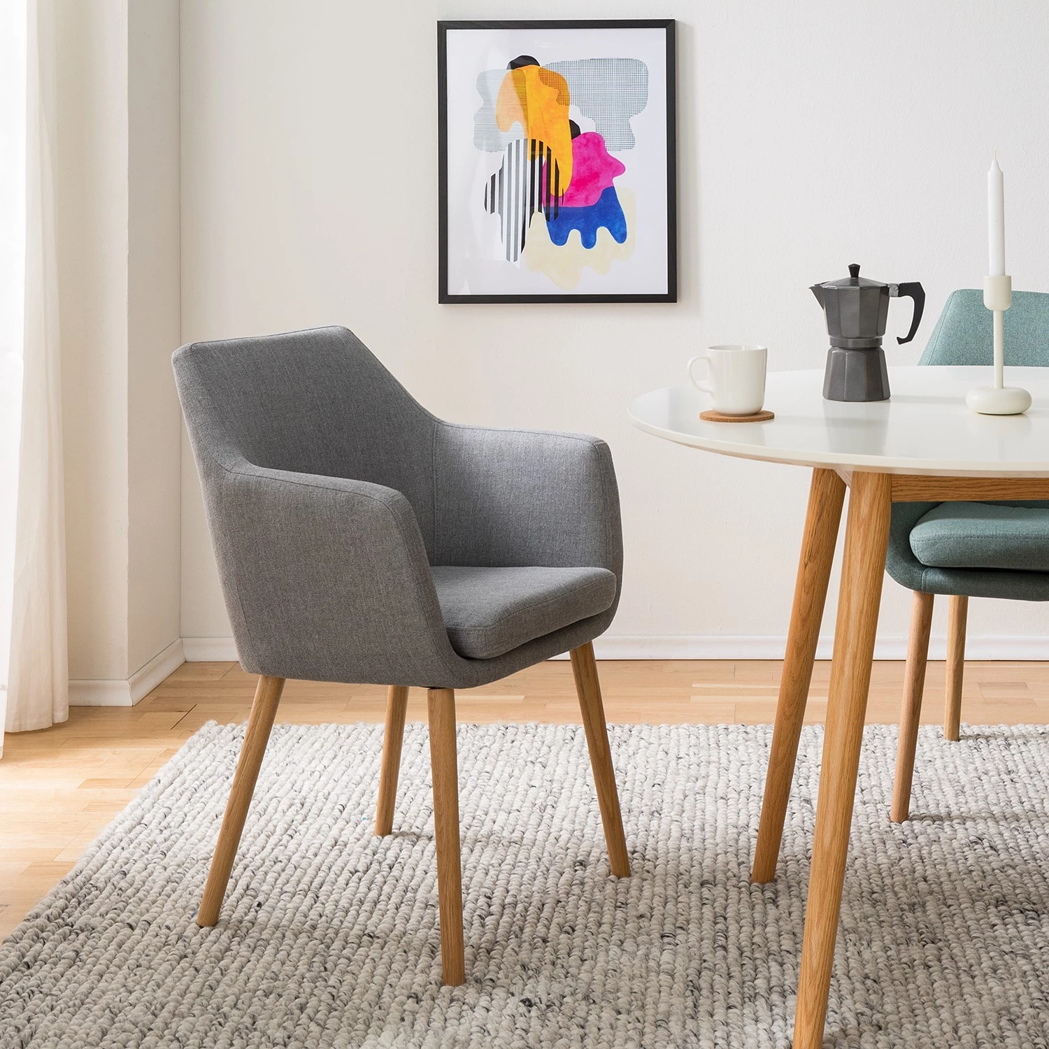 Mørteens Armlehnenstuhl Nicholas - Webstoff Cors: Granit - 2er Set 2 Mørteens Armlehnenstuhl Nicholas - Webstoff Cors: Granit - 2er Set – Bild 2