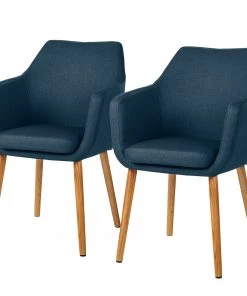 Mørteens Armlehnenstuhl Nicholas - Webstoff Cors: Jeansblau - 2er Set