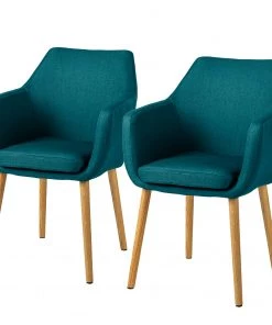 Mørteens Armlehnenstuhl Nicholas - Webstoff Cors: Petrol - 2er Set