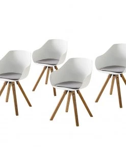 Mørteens Armlehnenstuhl Skelde I - Kunststoff / Gummibaum massiv - Weiß - 4er Set