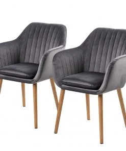 Mørteens Armlehnenstuhl Tilanda - Samt Kemi: Dunkelgrau - 2er Set