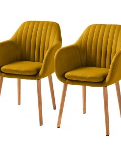 Mørteens Armlehnenstuhl Tilanda - Webstoff Cors: Currygelb - 2er Set