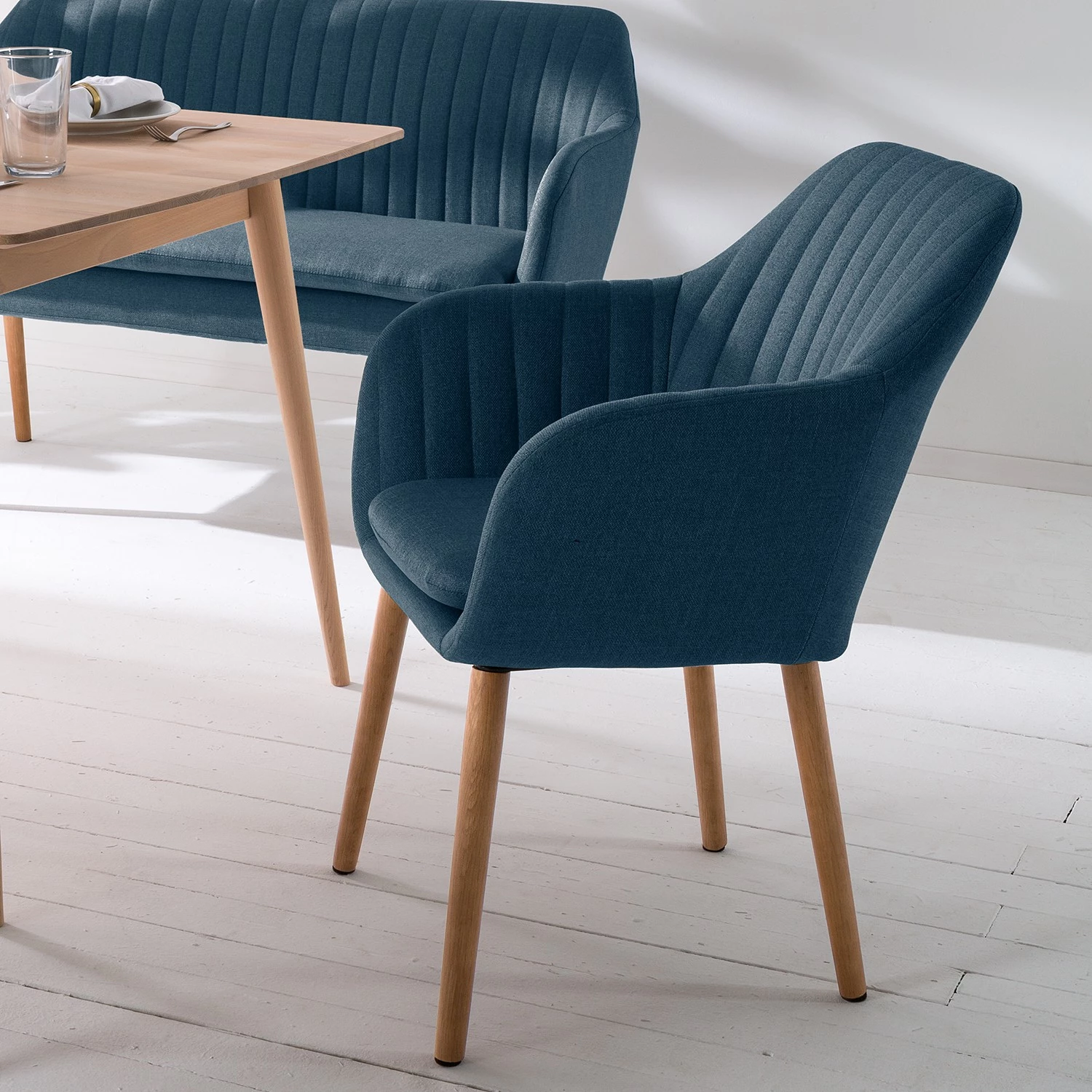 Mørteens Armlehnenstuhl Tilanda - Webstoff Cors: Jeansblau - 2er Set 2 Mørteens Armlehnenstuhl Tilanda - Webstoff Cors: Jeansblau - 2er Set – Bild 2