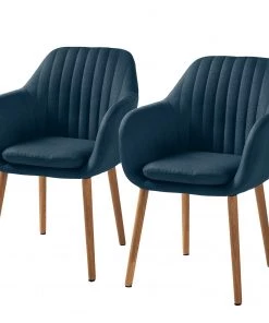 Mørteens Armlehnenstuhl Tilanda - Webstoff Cors: Jeansblau - 2er Set