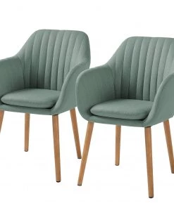 Mørteens Armlehnenstuhl Tilanda - Webstoff Cors: Mintgrau - 2er Set