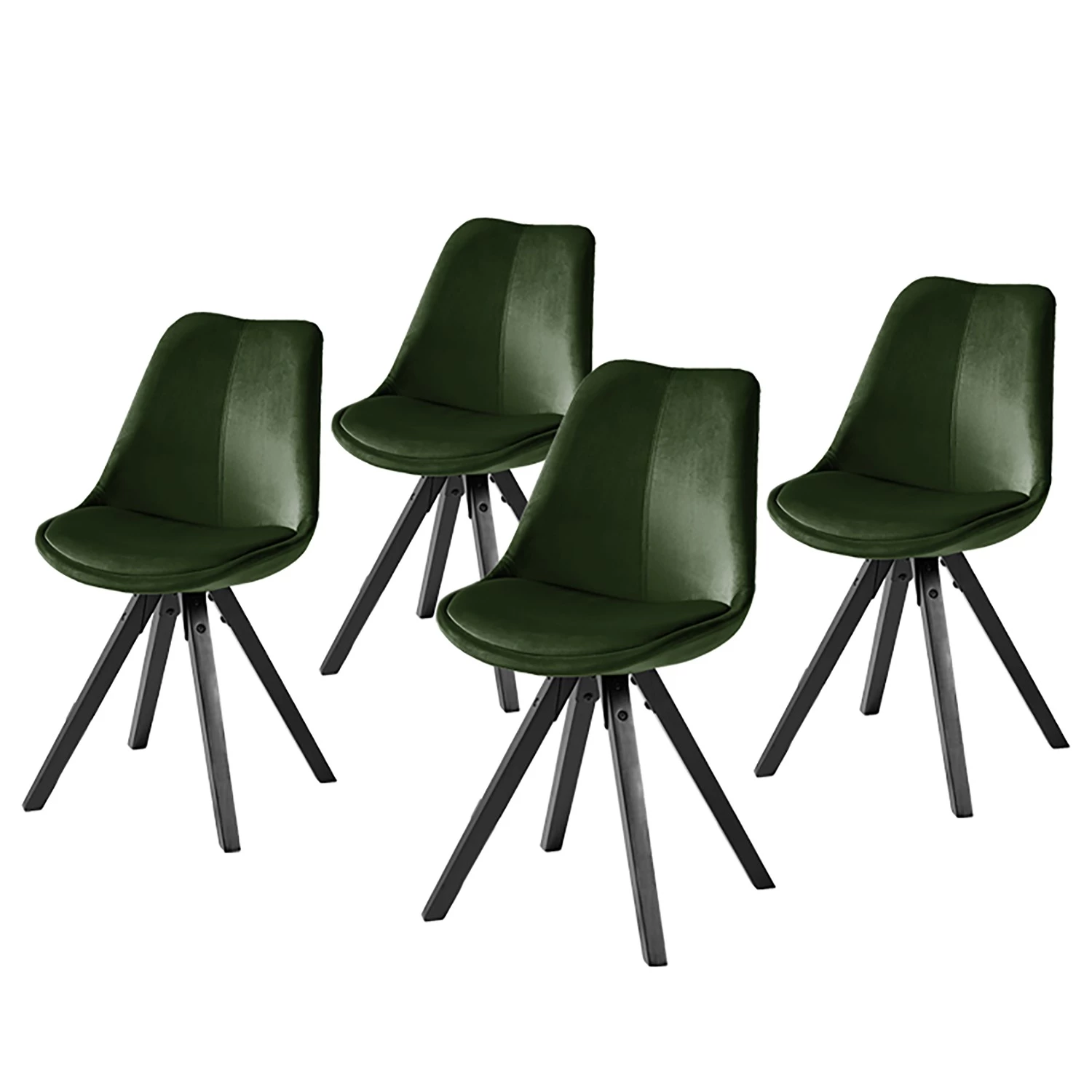 Mørteens Polsterstuhl Aledas lV - Samt / Gummibaum massiv - Dunkelgrün - Schwarz - 4er Set 1 Mørteens Polsterstuhl Aledas lV - Samt / Gummibaum massiv - Dunkelgrün - Schwarz - 4er Set