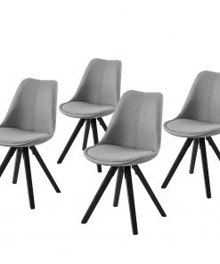 Mørteens Polsterstuhl Aledas V - Webstoff / Gummibaum massiv - Hellgrau / Schwarz - 4er Set