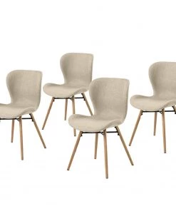 Mørteens Polsterstuhl Livaras - Webstoff / Buche massiv - Webstoff Radis: Creme - 4er Set