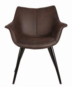 Ars manufacti Armlehnenstuhl Kantii II - Microfaser / Metall - Schwarz - Microfaser Colby: Vintage Dunkelbraun - 2er Set -Deutschland Stühle Verkaufs-Shop 1000284160 210819 08490700035 DETAILS P000000001000284160