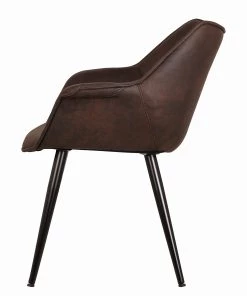 Ars manufacti Armlehnenstuhl Kantii II - Microfaser / Metall - Schwarz - Microfaser Colby: Vintage Dunkelbraun - 2er Set -Deutschland Stühle Verkaufs-Shop 1000284160 210819 08490700036 DETAILS P000000001000284160