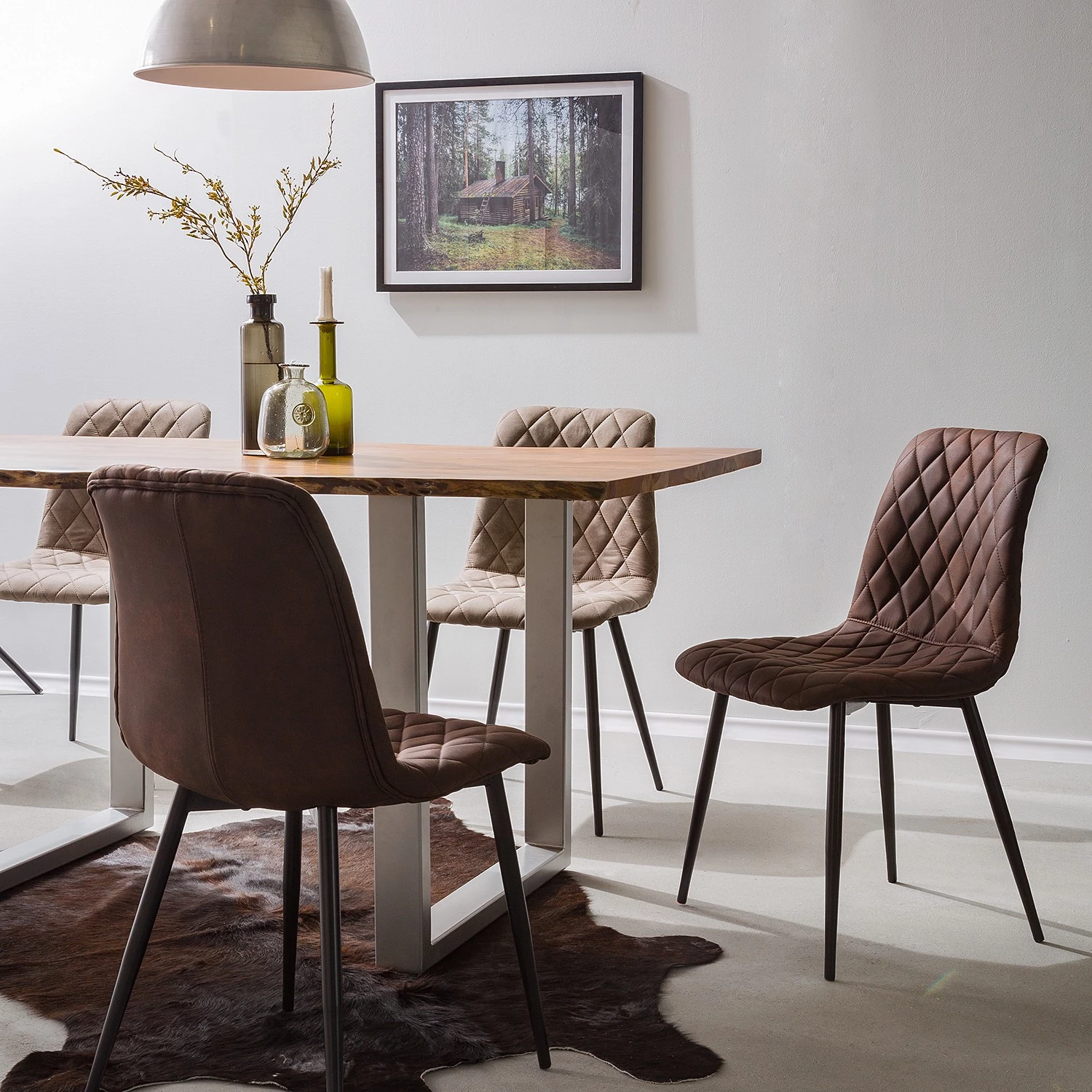 Ars manufacti Polsterstuhl Tervo - Microfaser / Stahl - Microfaser Colby: Vintage Dunkelbraun - 4er Set 2 Ars manufacti Polsterstuhl Tervo - Microfaser / Stahl - Microfaser Colby: Vintage Dunkelbraun - 4er Set – Bild 2