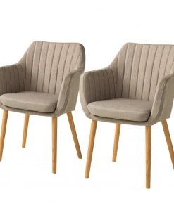 Mørteens Armlehnenstuhl Leedy I - Webstoff Zea: Beige - 2er Set