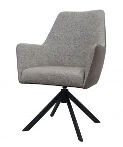 Fredriks Armlehnenstuhl Welham - Flach- & Feingewebe / Metall - Hellgrau & Cappuccino / Schwarz