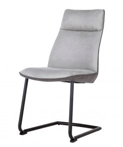 Fredriks Freischwinger Altoona (2er-Set) - Flachgewebe / Metall - Dunkelgrau & Hellgrau / Matt Schwarz