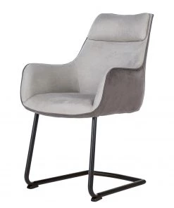 Fredriks Armlehnenstuhl Altoona - Flachgewebe / Metall - Dunkelgrau & Hellgrau / Matt Schwarz