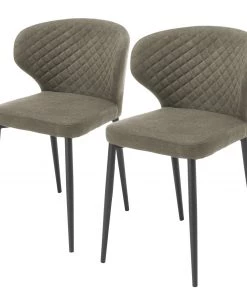 Ars manufacti Esszimmerstuhl Tingley (2er-Set) - Webstoff / Metall - Taupe / Schwarz