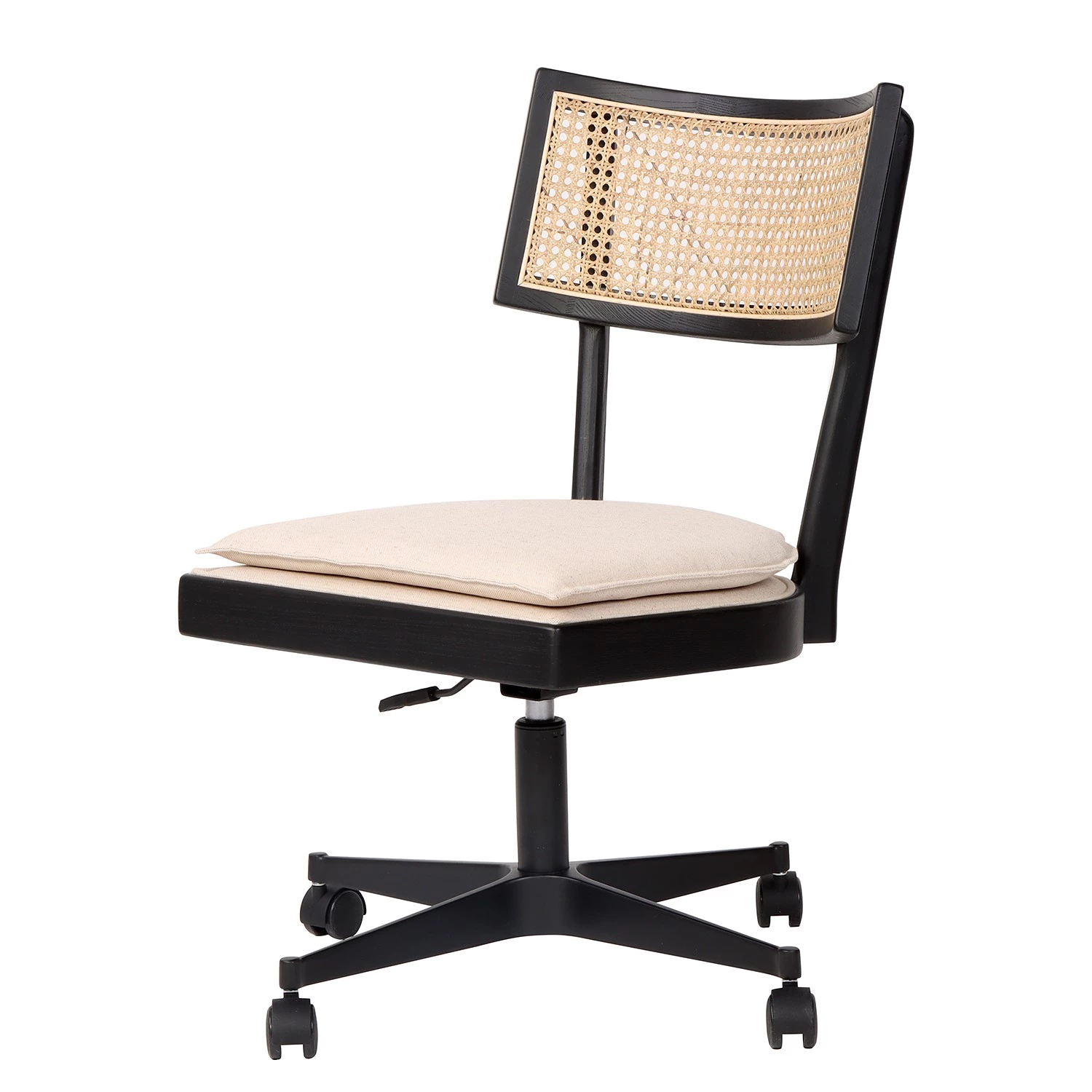 Mørteens Bürostuhl Davik - Webstoff / Esche massiv / Rattan - Creme / Esche Schwarz / Schwarz 1 Mørteens Bürostuhl Davik - Webstoff / Esche massiv / Rattan - Creme / Esche Schwarz / Schwarz