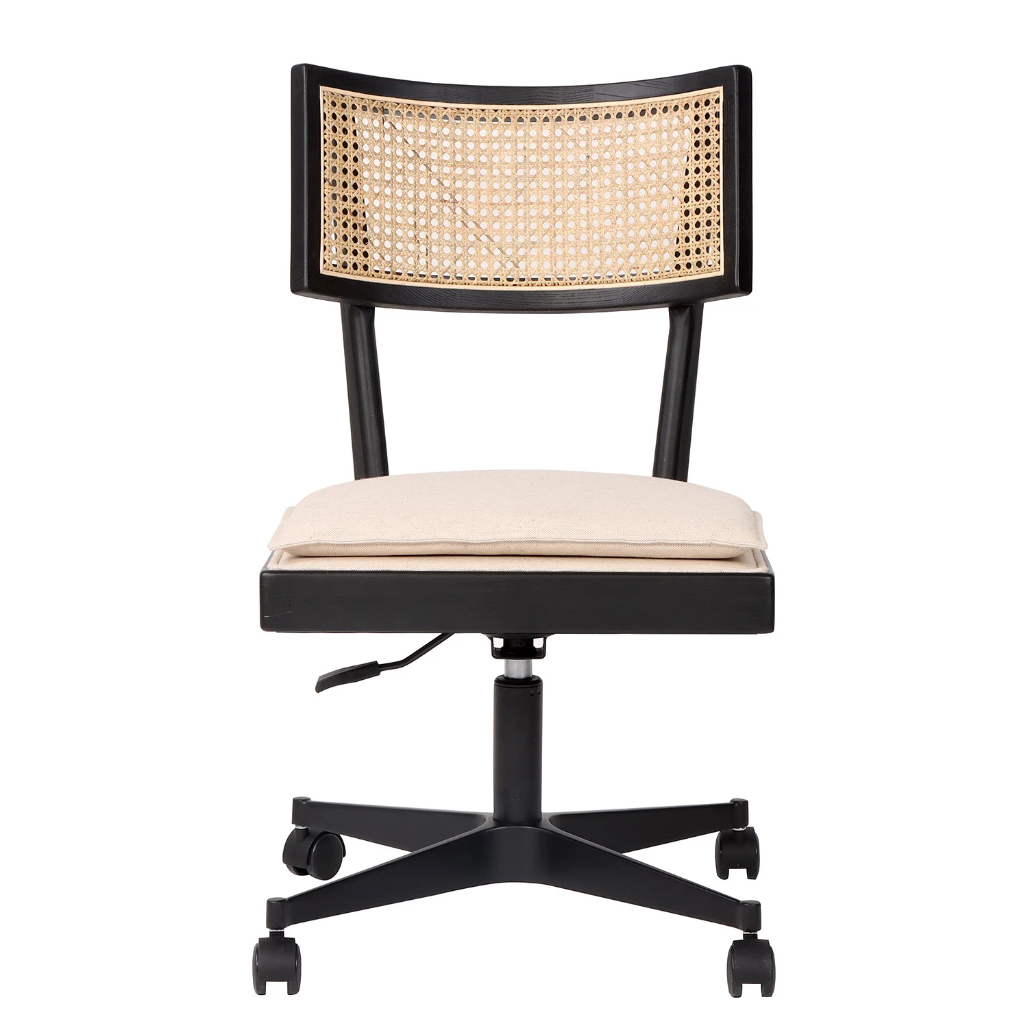 Mørteens Bürostuhl Davik - Webstoff / Esche massiv / Rattan - Creme / Esche Schwarz / Schwarz 2 Mørteens Bürostuhl Davik - Webstoff / Esche massiv / Rattan - Creme / Esche Schwarz / Schwarz – Bild 2