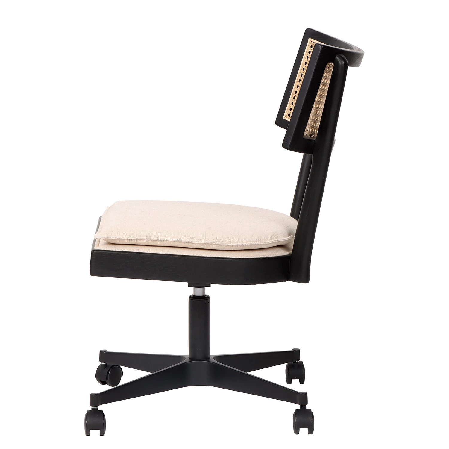 Mørteens Bürostuhl Davik - Webstoff / Esche massiv / Rattan - Creme / Esche Schwarz / Schwarz 3 Mørteens Bürostuhl Davik - Webstoff / Esche massiv / Rattan - Creme / Esche Schwarz / Schwarz – Bild 3