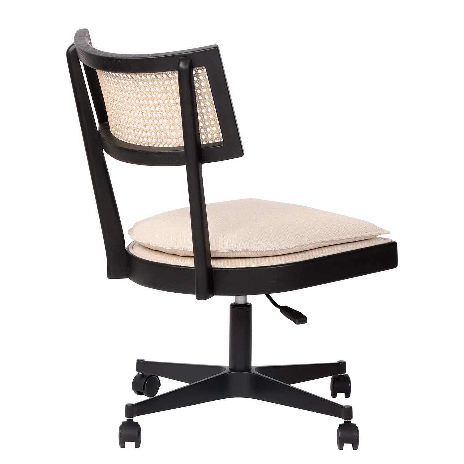 Mørteens Bürostuhl Davik - Webstoff / Esche massiv / Rattan - Creme / Esche Schwarz / Schwarz 4 Mørteens Bürostuhl Davik - Webstoff / Esche massiv / Rattan - Creme / Esche Schwarz / Schwarz – Bild 4