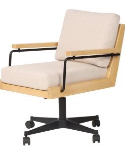 Mørteens Bürostuhl David - Webstoff / Eiche massiv / Stahl - Creme / Eiche / Schwarz