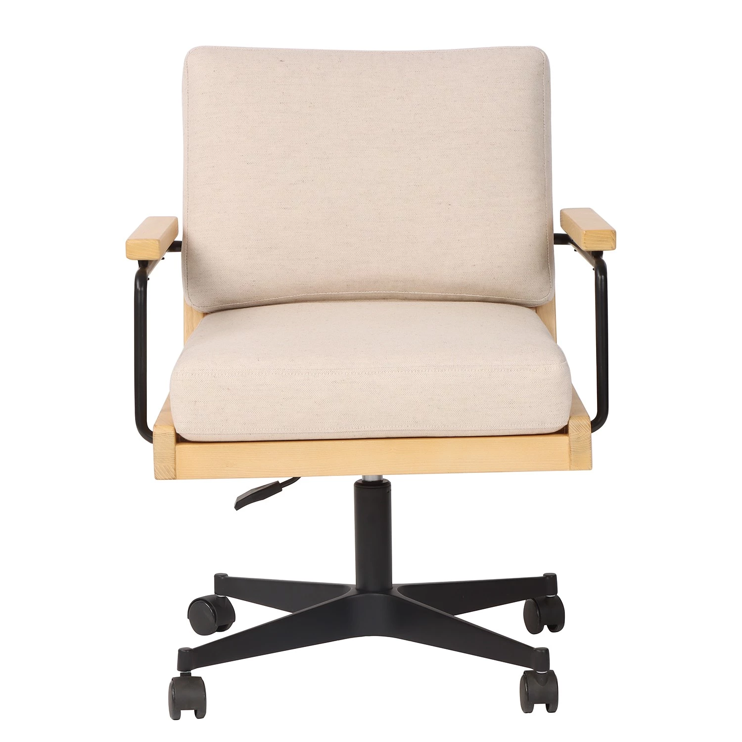 Mørteens Bürostuhl David - Webstoff / Eiche massiv / Stahl - Creme / Eiche / Schwarz 2 Mørteens Bürostuhl David - Webstoff / Eiche massiv / Stahl - Creme / Eiche / Schwarz – Bild 2