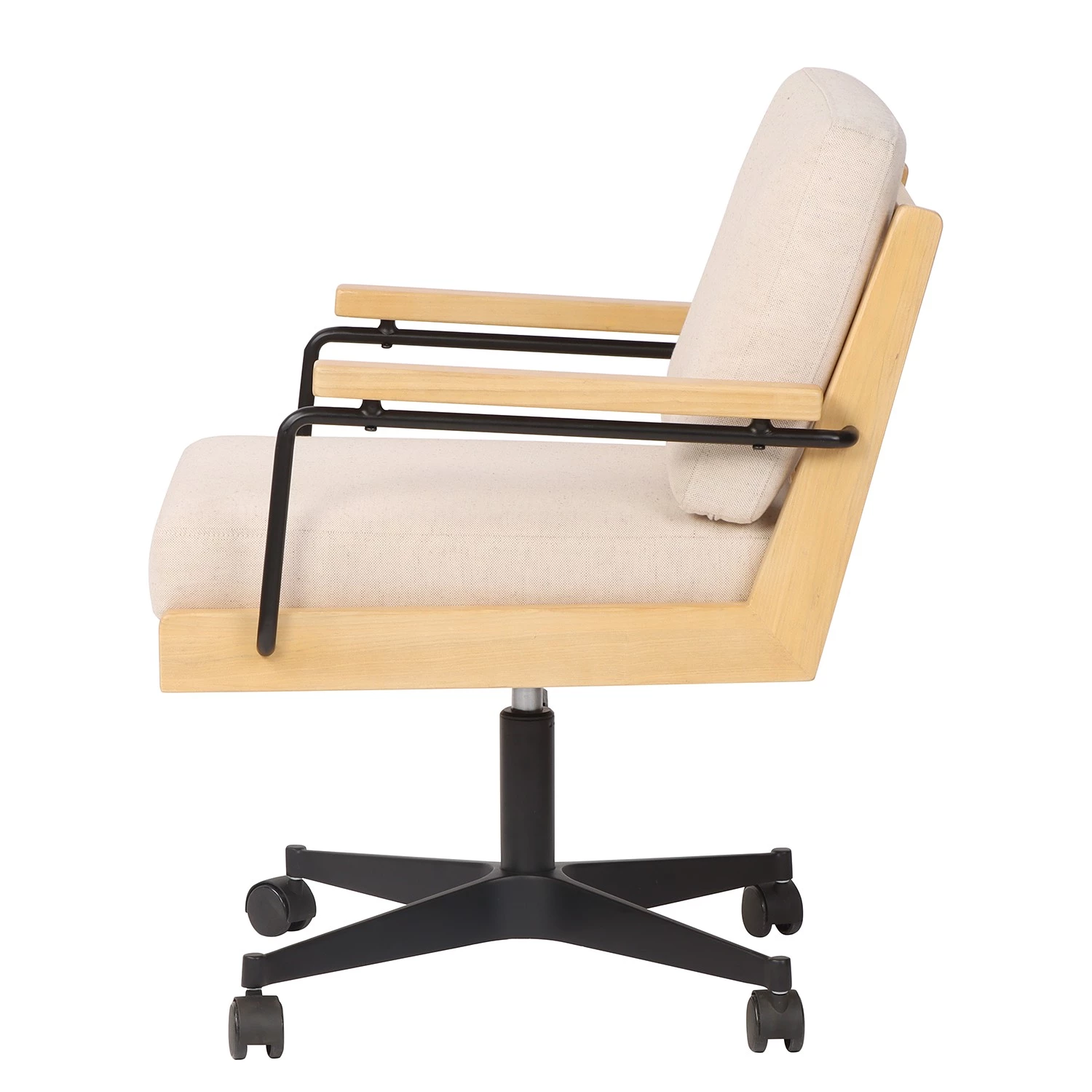 Mørteens Bürostuhl David - Webstoff / Eiche massiv / Stahl - Creme / Eiche / Schwarz 3 Mørteens Bürostuhl David - Webstoff / Eiche massiv / Stahl - Creme / Eiche / Schwarz – Bild 3