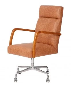 Mørteens Chefsessel Calder - Kunstleder / Walnuss massiv / Metall - Vintage Cognac / Walnuss / Silber