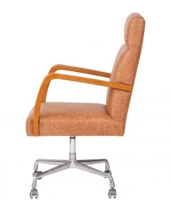 Mørteens Chefsessel Calder - Kunstleder / Walnuss massiv / Metall - Vintage Cognac / Walnuss / Silber -Deutschland Stühle Verkaufs-Shop 1000288192 220610 035 DETAILS P000000001000288192