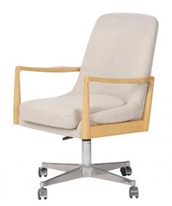 Mørteens Bürostuhl Burns - Webstoff / Eiche massiv / Metall - Creme / Eiche Hell / Silber