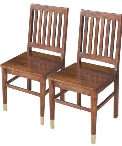 Ars manufacti Esszimmerstuhl Baxley (2er-Set) - Akazie massiv - Akazie / Gold