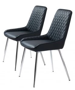 Red Living Polsterstuhl Dela III (2er-Set) - Kunstleder / Eisen - Schwarz / Chrom