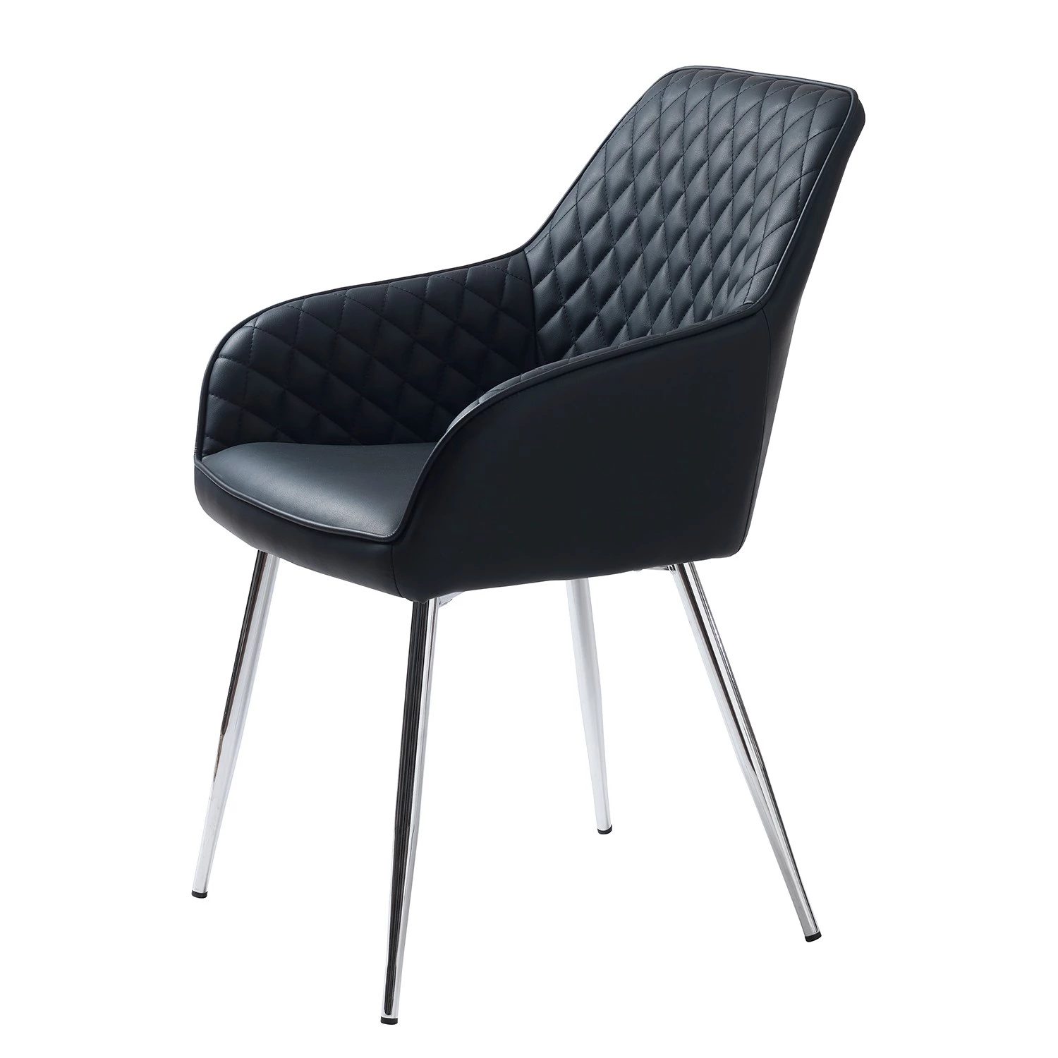 Red Living Armlehnenstuhl Dela III (2er-Set) - Kunstleder / Eisen - Schwarz / Chrom 2 Red Living Armlehnenstuhl Dela III (2er-Set) - Kunstleder / Eisen - Schwarz / Chrom – Bild 2