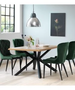 Red Living Polsterstuhl Kaman (2er-Set) - Samt / Eisen - Dunkelgrün / Schwarz -Deutschland Stühle Verkaufs-Shop 1000303602 211117 16473900084 MOOD DETAILS P000000001000303602 mood