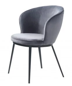 Red Living Armlehnenstuhl Cheia II - Samt / Eisen - Hellgrau / Schwarz