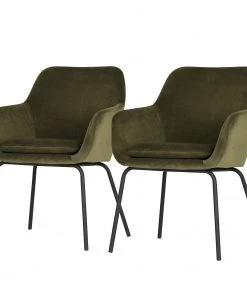 Red Living Armlehnenstuhl Malik (2er-Set) - Dunkelolivgrün